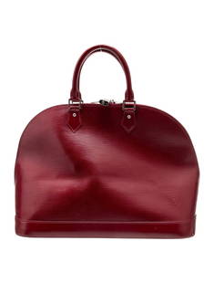 Louis Vuitton Alma Mm Vtg Red Epi Zip Top Hdl Bag: Condition is: good, pre-owned. Details: from the 2010 collection, vintage, red epi leather, silver-tone hardware, rolled handles & dual shoulder straps, alcantara lining & dual interior pockets, zip c