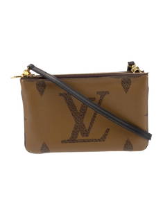 Louis Vuitton Pochette Brown Crossbody Bag: Condition is: good, pre-owned. Details: from the 2020 collection by nicolas ghesquiere, brown coated canvas, lv monogram, monogram giant pattern & monogram reverse, brass hardware, leather trim, singl