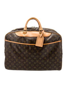 Louis Vuitton Alize 24 Vtg Brn Brass Hdw Suitcase: Condition is: good, pre-owned. Details: from the 1997 collection by marc jacobs, vintage, brown coated canvas, lv monogram, brass hardware, leather trim, rolled handles, leather trim embellishment & s