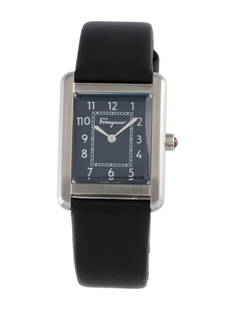 Salvatore Ferragamo Portrait Qtz Women's 25mm: Condition is good, pre-owned. Details: lacquer dial style, fits a wrist size of 5. 5"or smaller, collection: portrait, serial number: 12**********, movement: quartz, case shape: rectangle, case materi