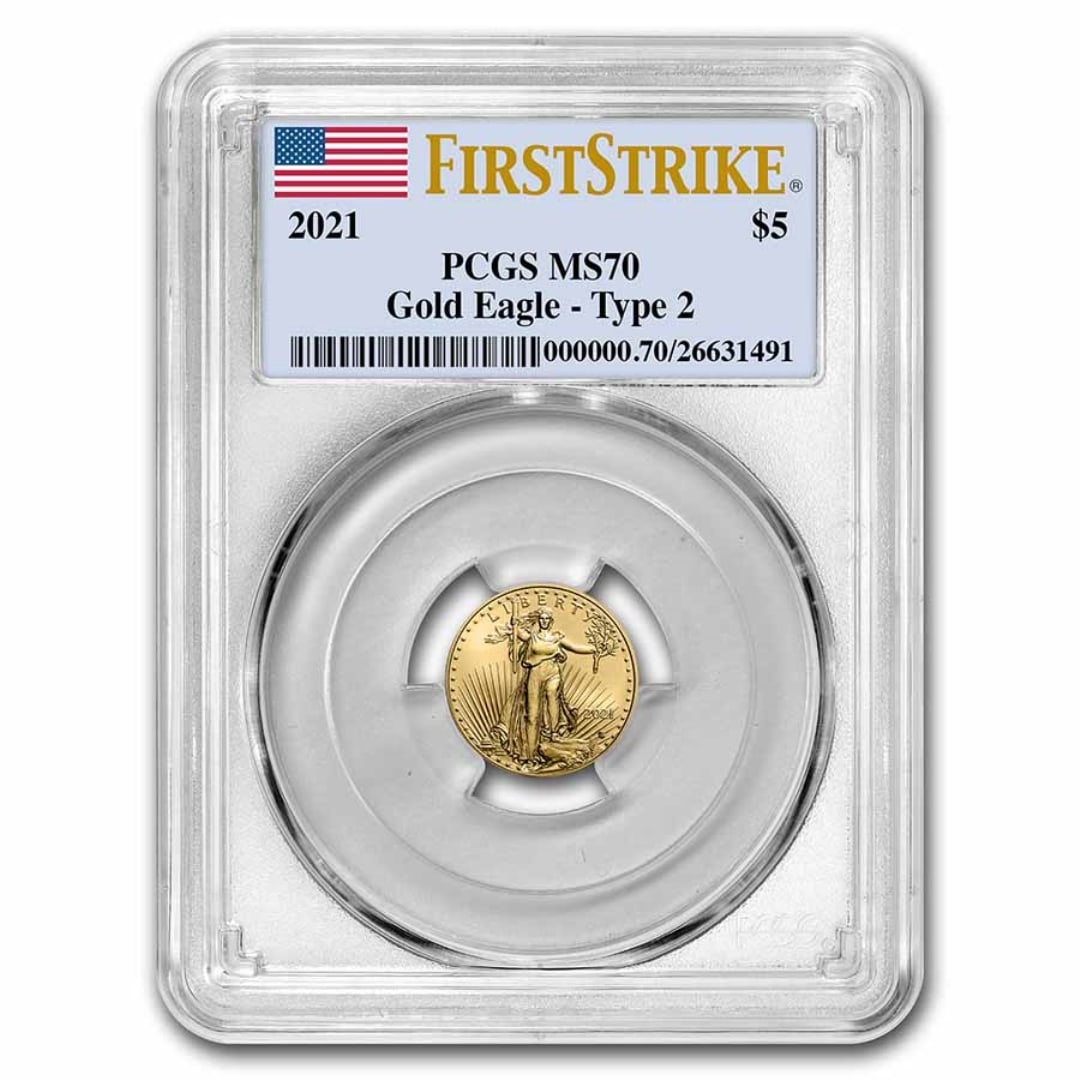 2021 1/10oz American Gold Eagle Type 2 Ms70 Fs (1 of 4)