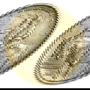 1925 Stone Mountain Commemorative Half Dollar Au: This commemorative half dollar was designed by gutzon borglum, who carved mount rushmore. The coins were sold to raise funds to complete the confederate memorial monument in stone mountain, georgia. C