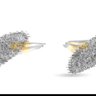 10k Gold .54ct Diamond Cluster & Halo Ring: Ring size: 7.5. This exquisite, solid 10k yellow gold cocktail ring radiates timeless sophistication with 0. 54 carats of resplendent natural diamonds across 56 luminous stones. A domed, pear-shaped c