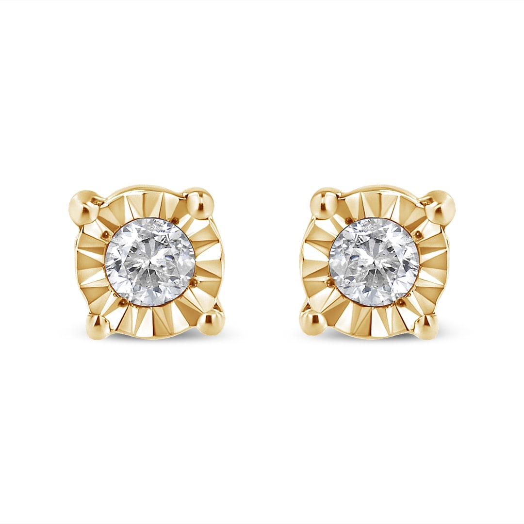 10k Gold-pl. .10ct Diamond Stud Earrings (1 of 5)