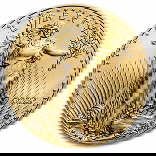 2023 1/10 Oz American Gold Eagle Coin Bu: The 2023 edition adds remarkable collectability to the terrific american coin. Contains 1/10 oz of pure gold. Obverse: highlights lady liberty with elegant hair, a torch in one hand and an olive branc