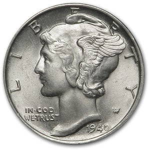 1940 Mercury Dime 10c Bu (1 of 2)