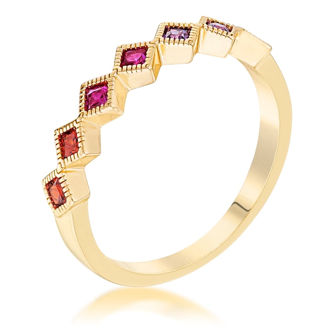 Gold-pl. .42ct Multicolor Gem Half Eternity Band (1 of 1)