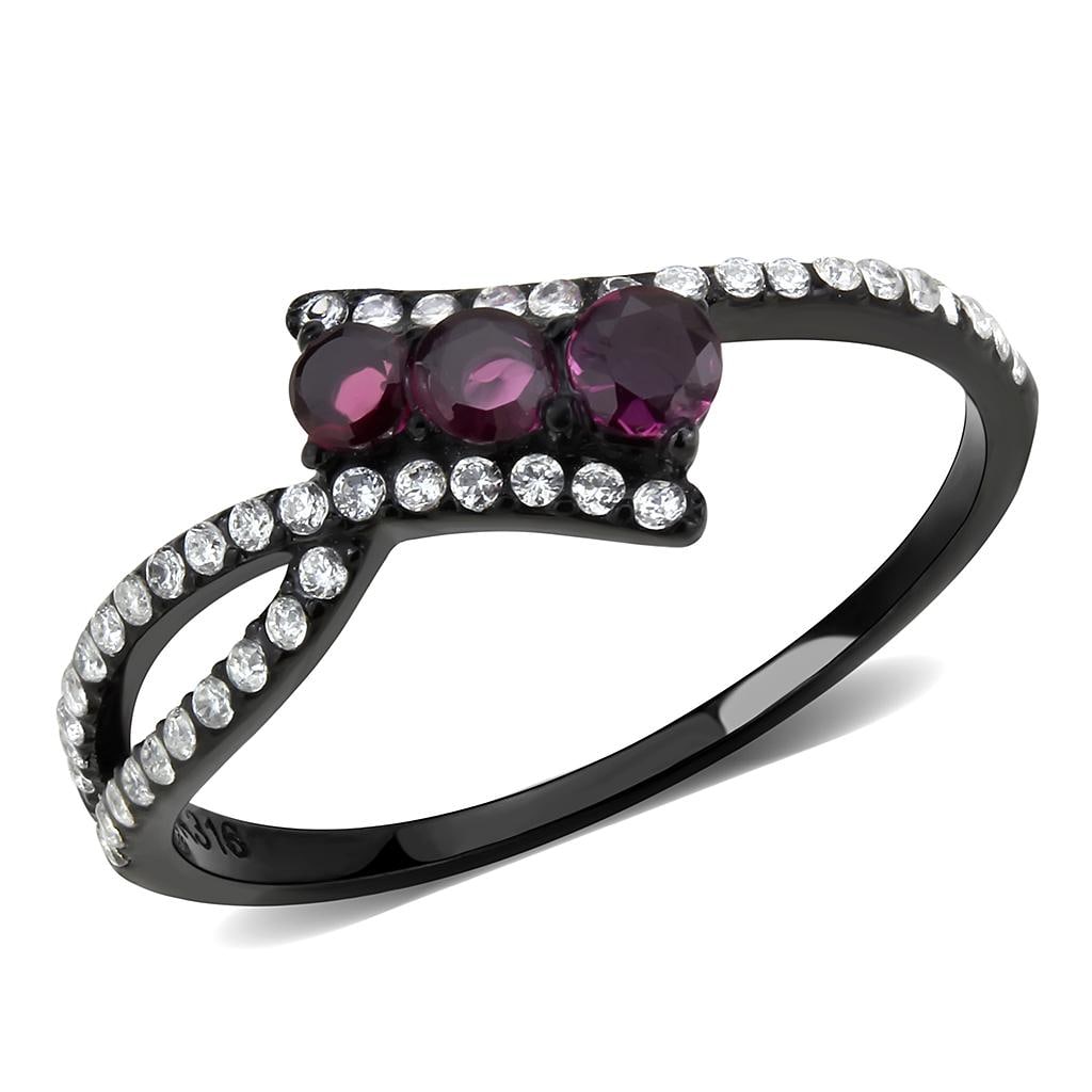 Elegant .11ct Fuchsia Sapphire Black Plated Ring (1 of 1)