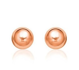 14k Rose Gold Ball Style Stud Earrings 4.0mm: These are darling stud style earrings with a shiny globe like motif. Beautifully crafted in 14k rose gold. Earring information: length: 0. 16 inches, width: 0. 16 inches, backing: push back.