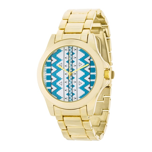 Goldtone Blue Pattern 42mm Women's Watch (1 of 1)