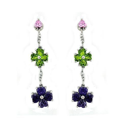 Multi-cut 2.00ct Gemstone Flower Earrings (1 of 1)