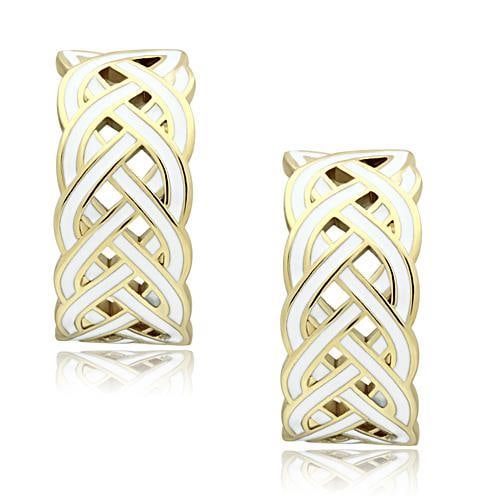 14k Goldpl. Celtic Weave Half Hoop Post Earrings: Made with brass, gold ion plated. Weight (approx): 7. 20 (g). Has a celtic weave design aesthetic. A definite eye-catcher!