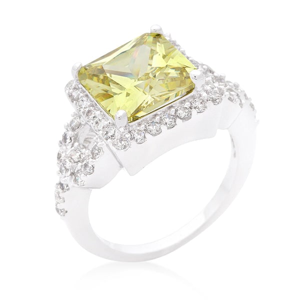 Princess Cut 3.80ct Peridot & White Topaz Ring (1 of 2)