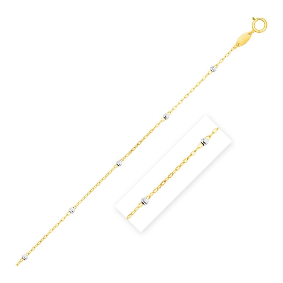 14k Two-tone Gold Diamond-cut Bead Links Chain (1 of 2)