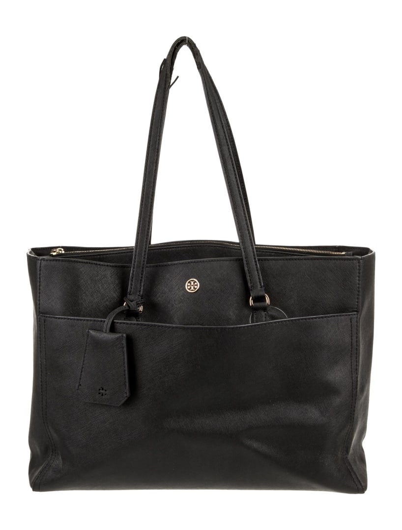 Tory Burch Black Saffiano Gold-tone Hdw Tote (1 of 5)