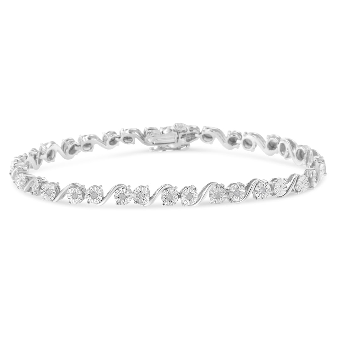 Sparkling .10ct Diamond S Link Tennis Bracelet (1 of 4)