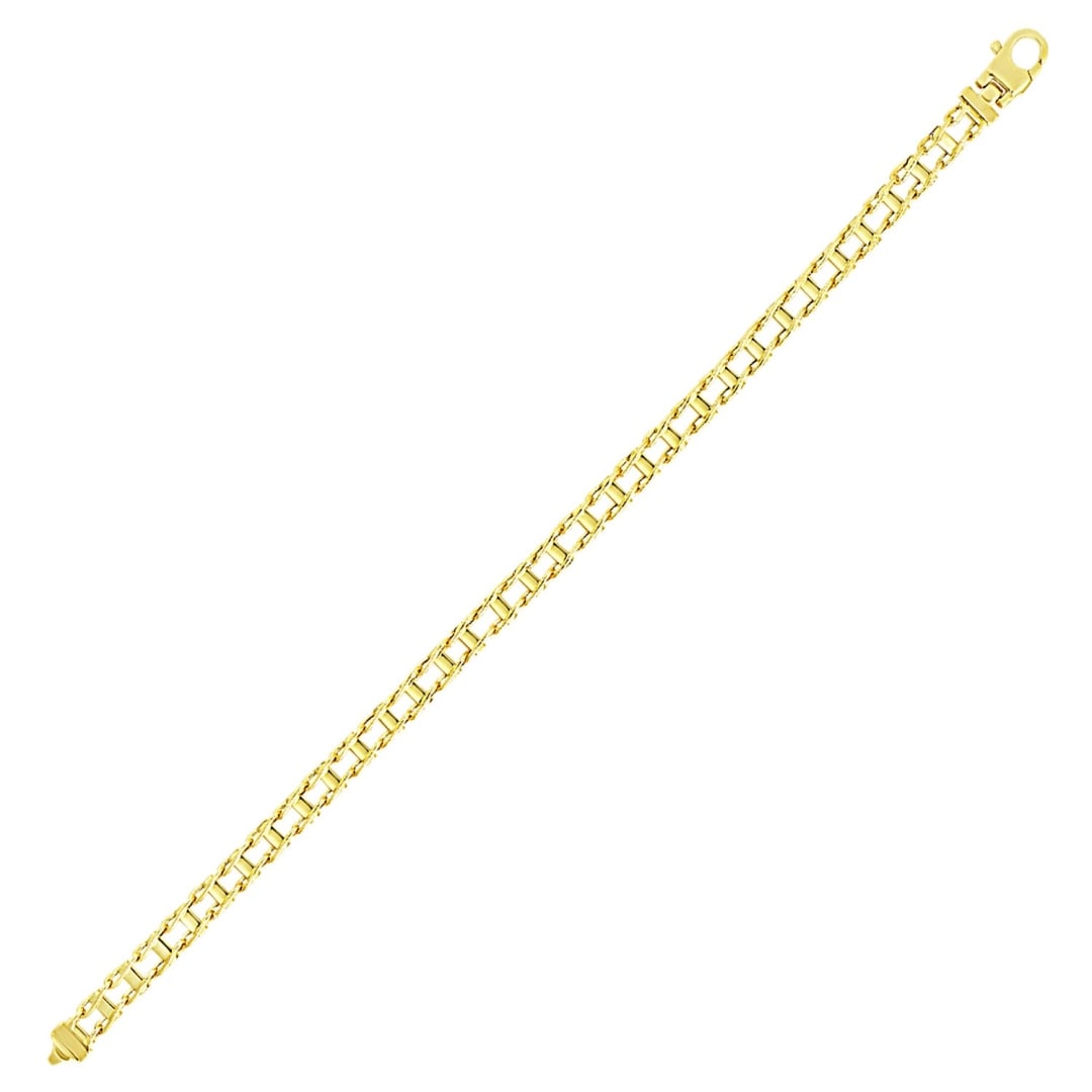 14k Gold Rail Motif Links Men's Bracelet (1 of 1)