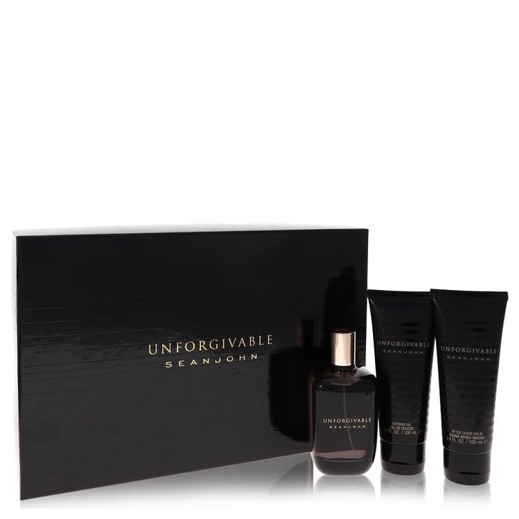 Sean John Unforgivable Men's Gift Set 4.2 Oz Spray: New, guaranteed authentic cologne! Eau de toilette + 3. 4 oz shower gel + 3. 4 oz after shave balm