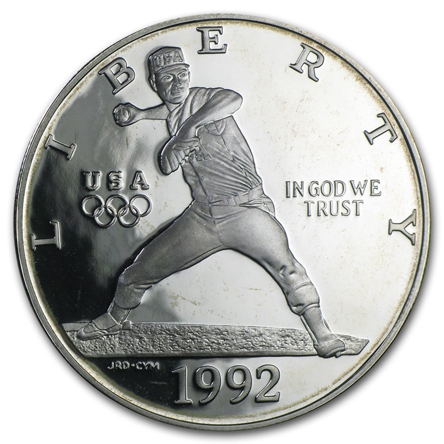1992-s Olympic Baseball $1 Silver Commem Proof (1 of 2)