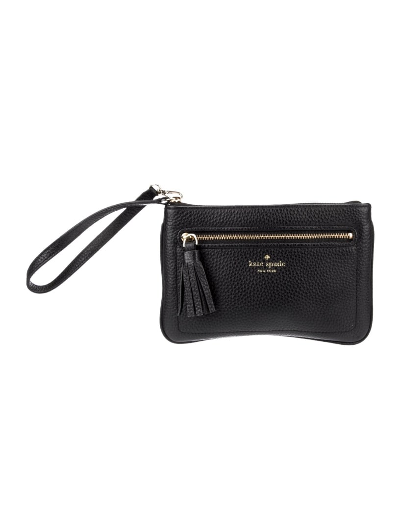 Kate Spade Black Leather Tassel Zip Cls Clutch (1 of 5)