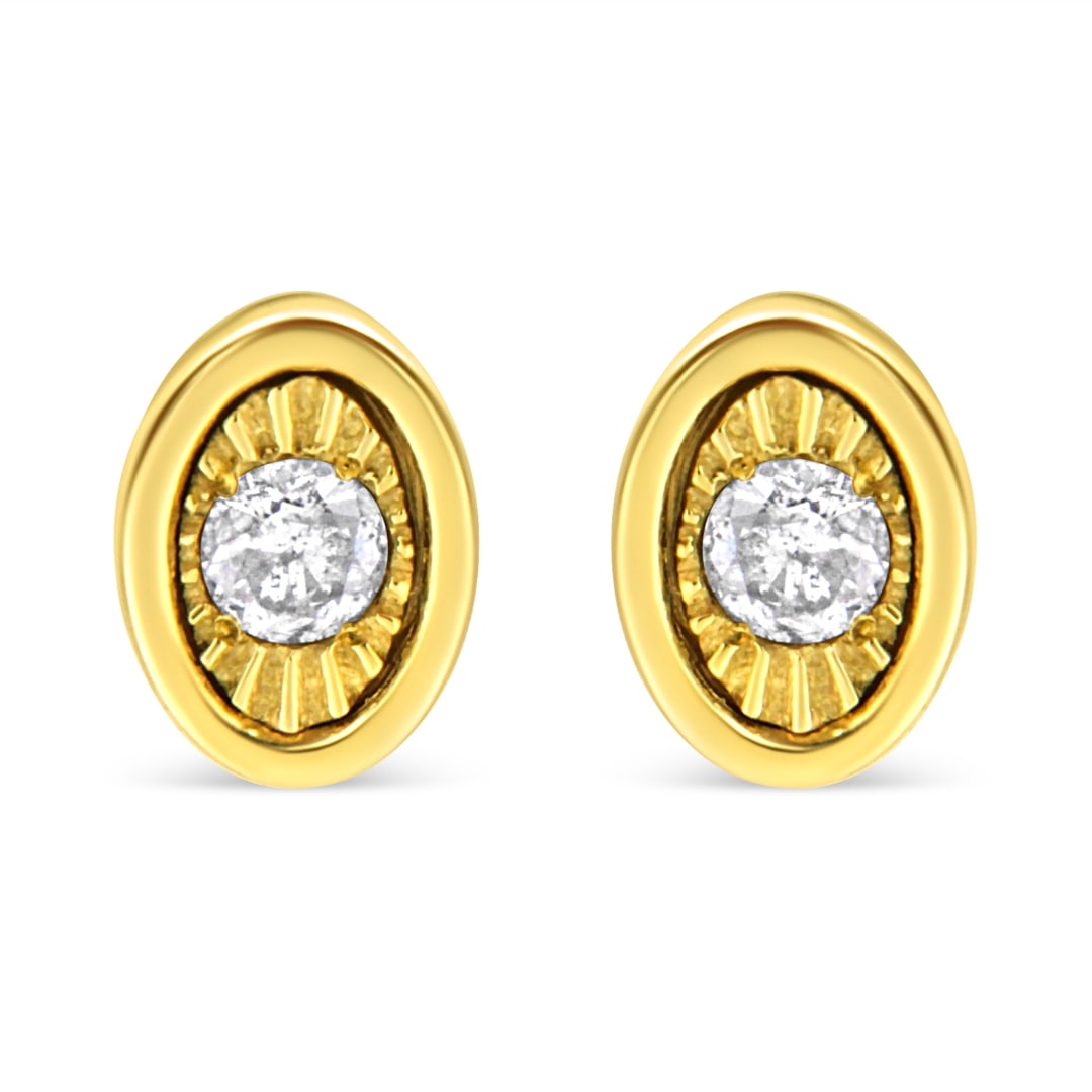 10k Gold Pl. Round .10ct Diamond Oval Earrings (1 of 6)