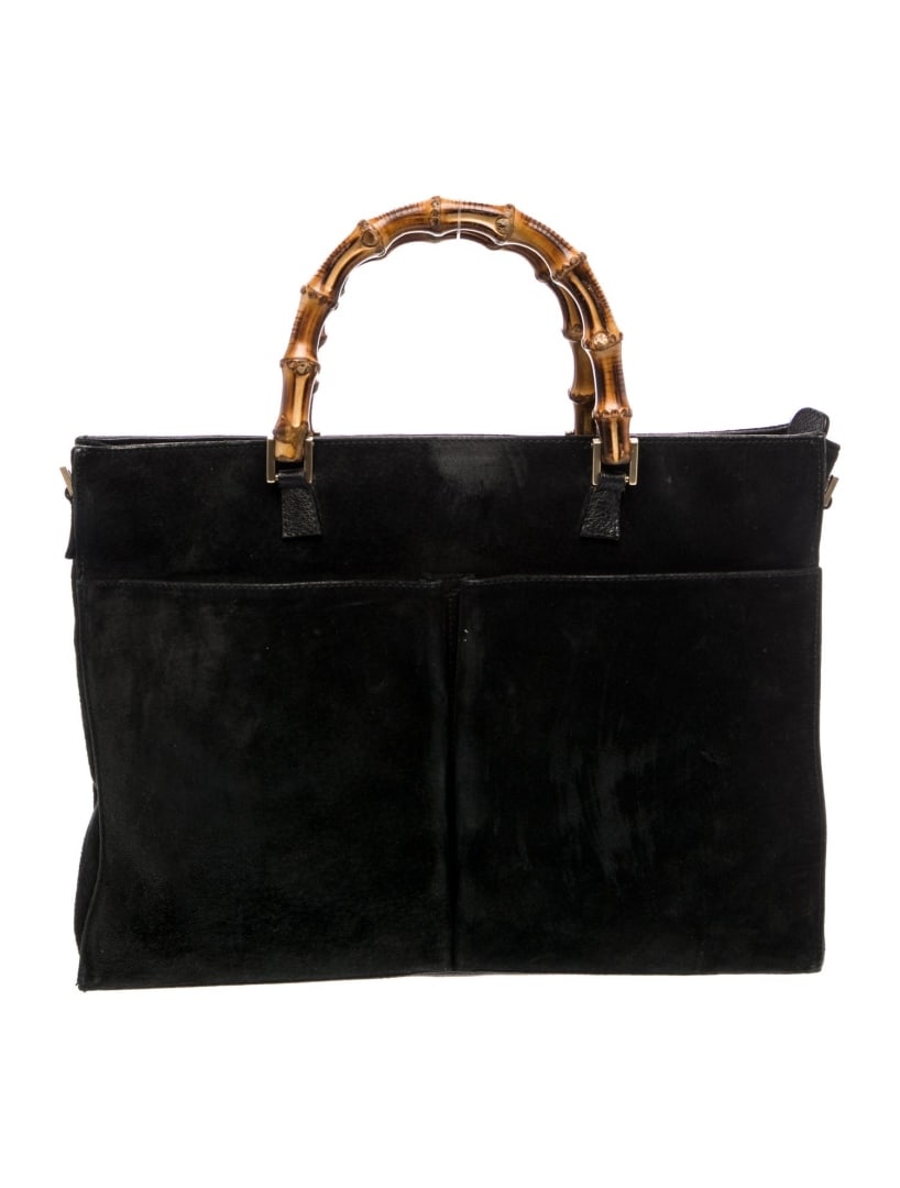 Gucci Black Suede Zip Closure Top Handle Bag (1 of 6)