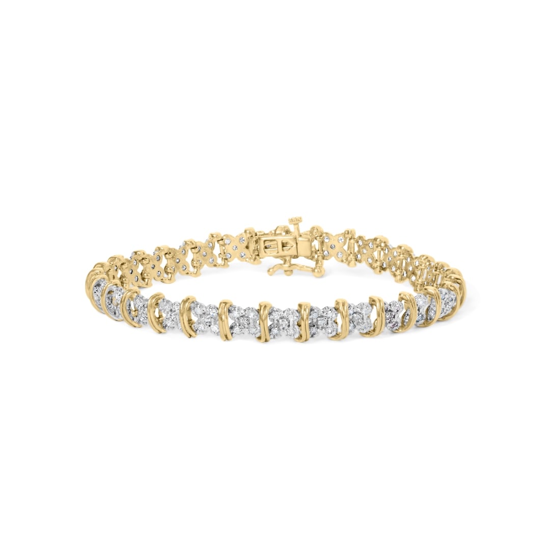 10k Gold-pl. 2.00ct Cluster X-shaped Link Bracelet (1 of 6)