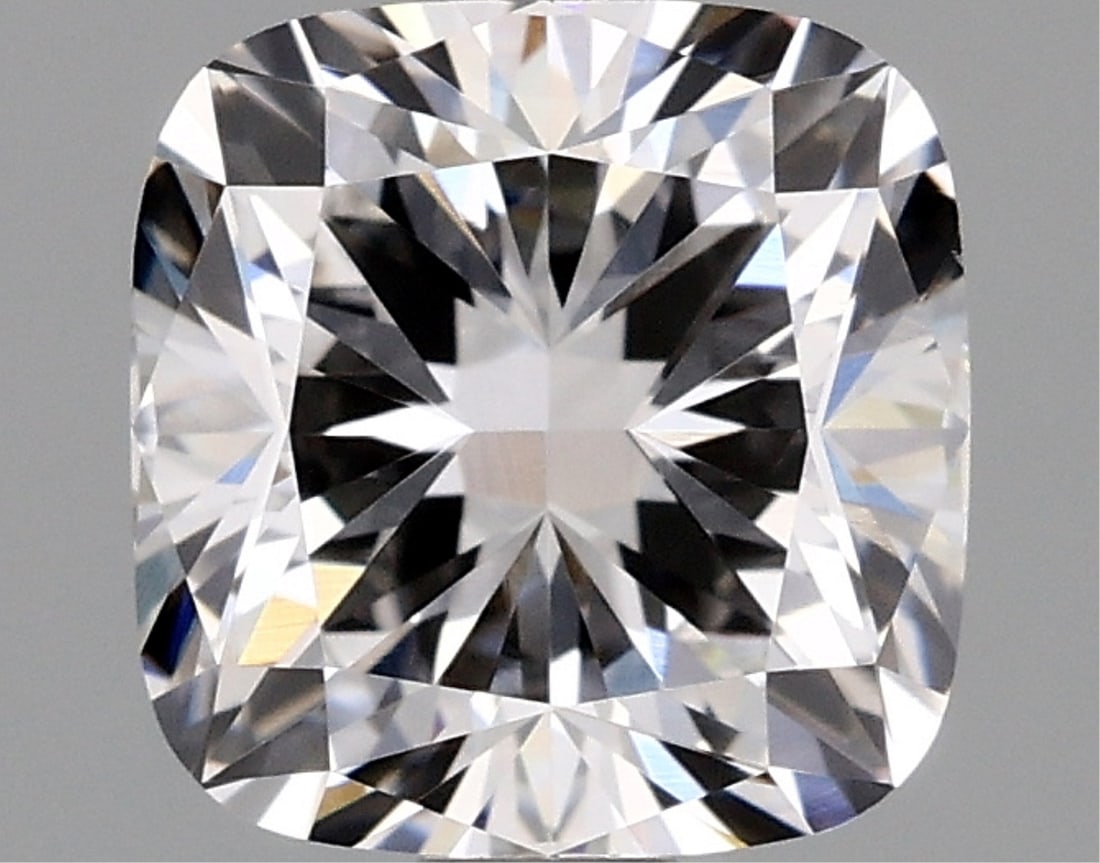 Igi Certified Cushion Cut 1.45ct Vvs2 Lab Diamond: This igi-certified lab-grown cushion-cut diamond weighs 1. 45 carats, showcasing an f color and vvs2 clarity. It features an excellent polish and excellent symmetry with no fluorescence. This diamond 