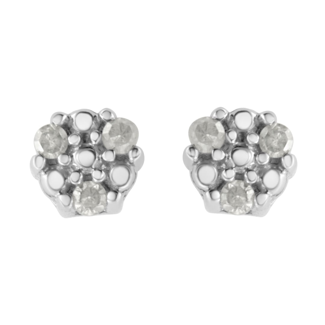 Round .12ct Diamond Trio Stud Earrings (1 of 5)
