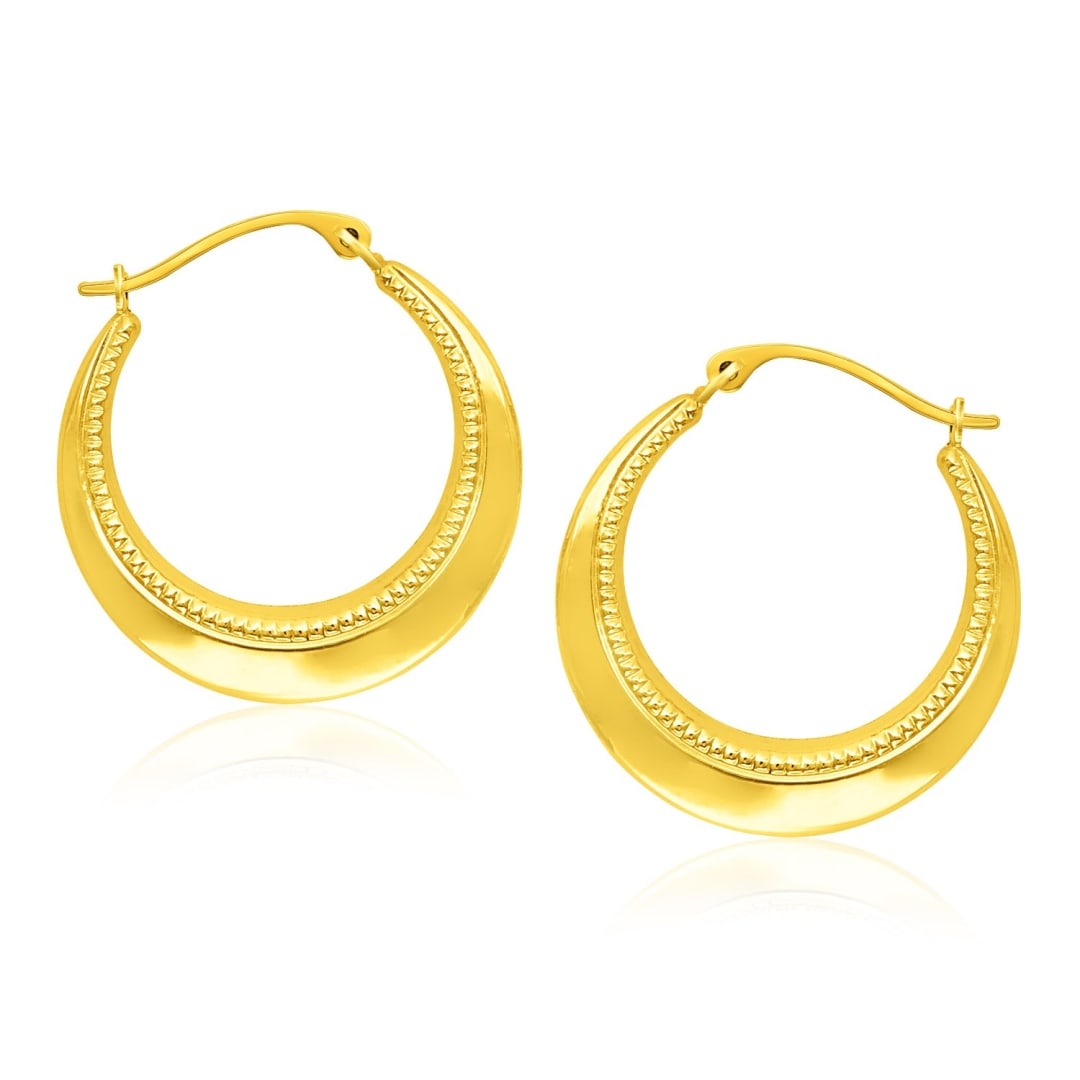14k Gold Round Rope Texture Hoop Earrings (1 of 1)