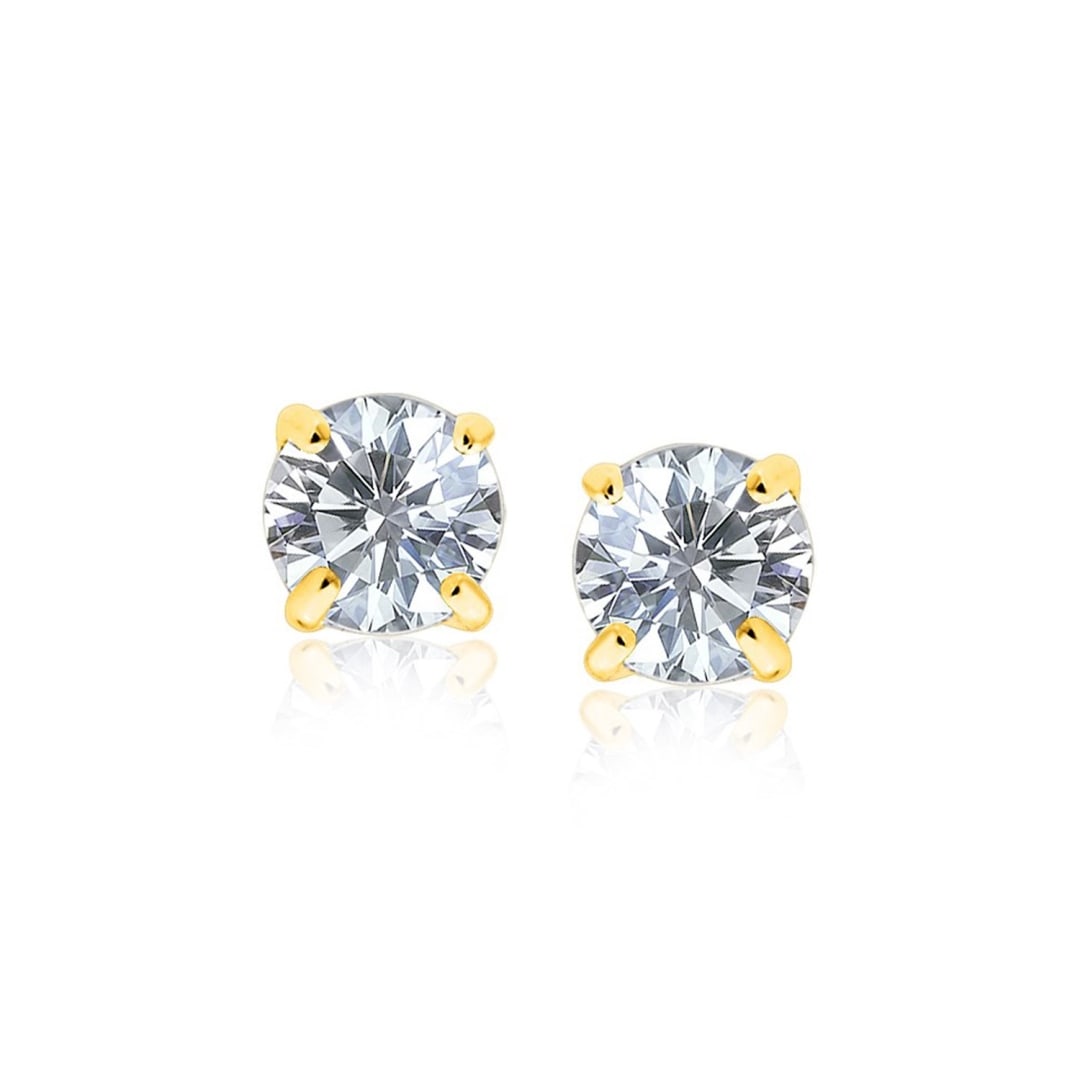 14k Gold Round 2.50ct White Topaz Stud Earrings (1 of 3)