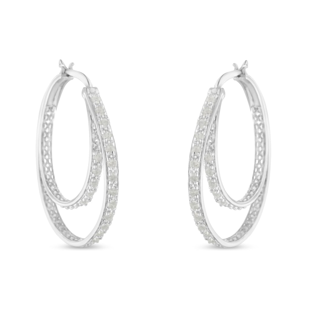 Round .50ct Diamond Double Hoop Earrings (1 of 4)