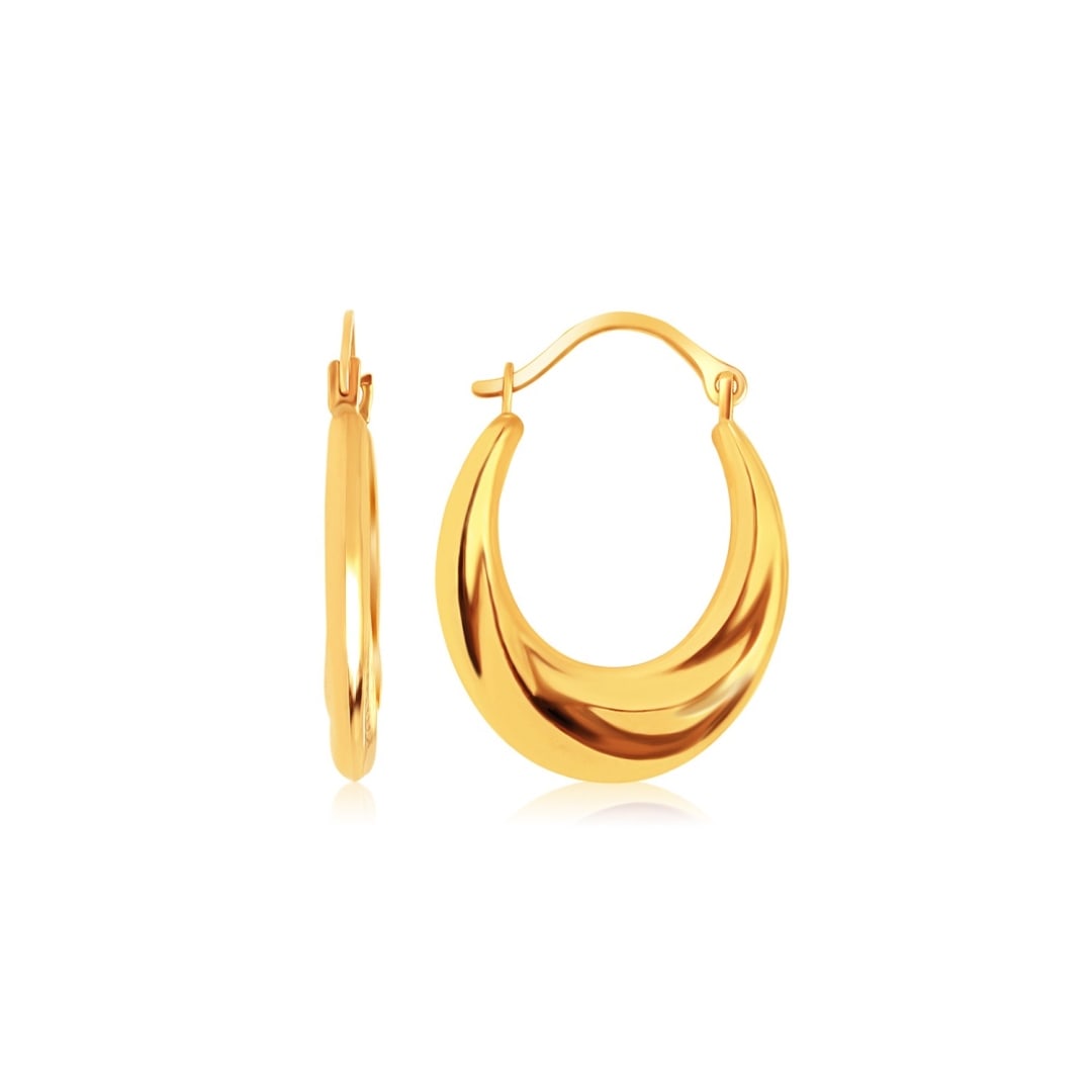 14k Gold Graduated Oval Hoop Earrings (1 of 1)