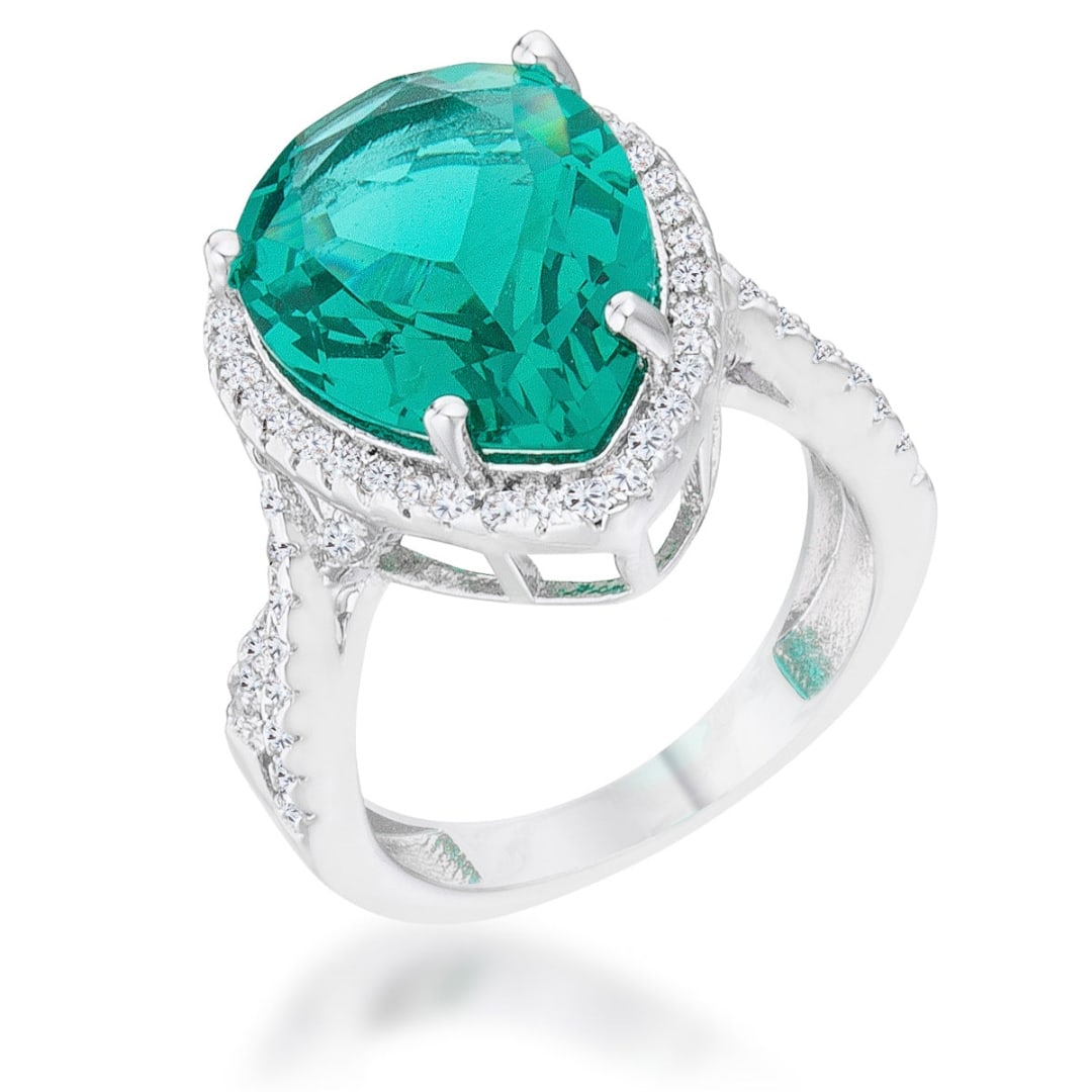 Pear 9.90ct Green Apatite & White Sapphire Ring (1 of 5)