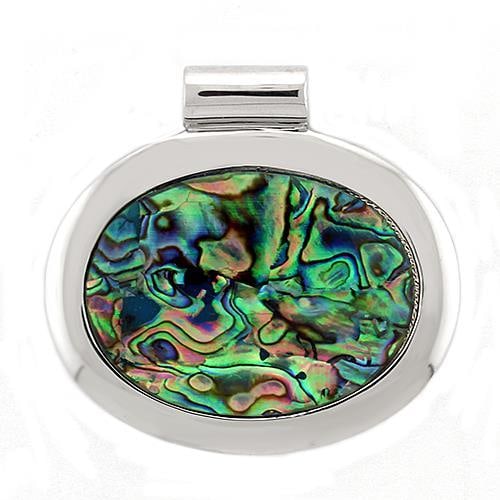 Sterling Silver Oval Natural Rainbow Conch Pendant (1 of 1)