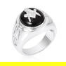 Oval 6.05ct Black Onyx Masonic Men's Ring