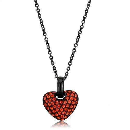 Charming .14ct Orange Topaz Heart Necklace: Size 18". Chain pendant material: stainless steel with black ion plating. Believed to be simulated gemstone(s). Trendy and charming design perfect for your everyday wear! Weight (approx): 4. 54 (g) ce