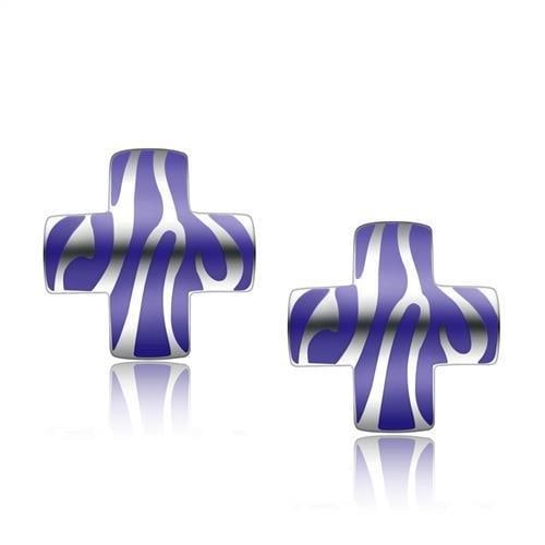 Cute Purple Zebra Print Design Cross Earrings (1 of 1)