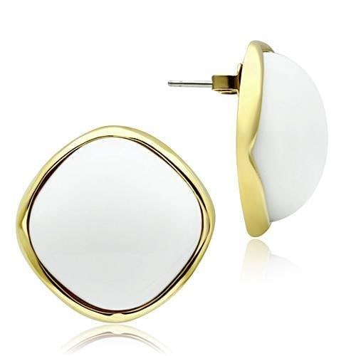 14k Gold Pl. White Quartz Classic Stud Earrings (1 of 1)