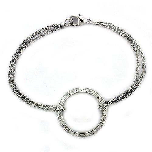 Trendy .20ct White Sapphire Circle Bracelet: Size 7. 25". Bracelet material: 925 sterling silver high polished. Believed to be simulated gemstone(s), very pretty! Weight (approx): 5. 50 (g)
