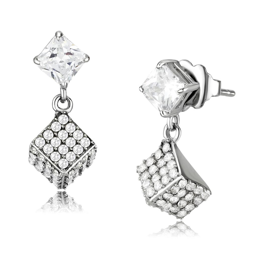 Princess .39ct White Sapphire Post Earrings (1 of 1)