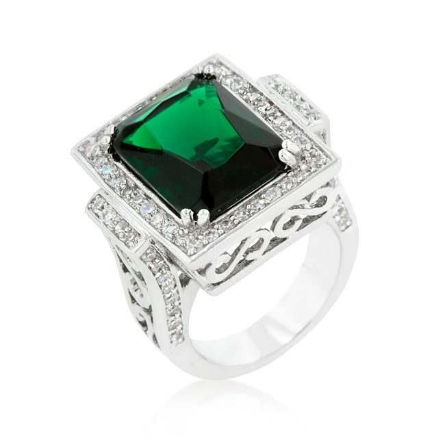 Cushion 8.00ct Emerald & White Topaz Cocktail Ring (1 of 4)