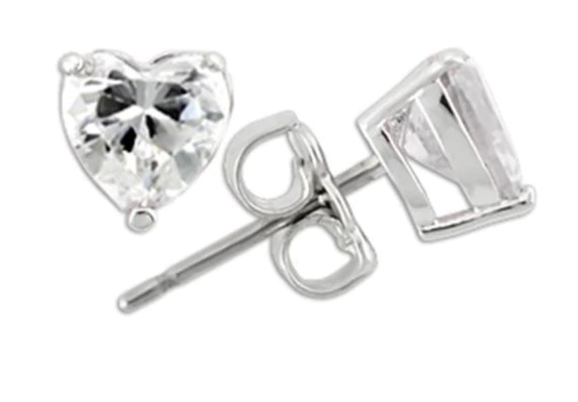 Heart .72ct Clear Sapphire Stud Earrings (1 of 2)