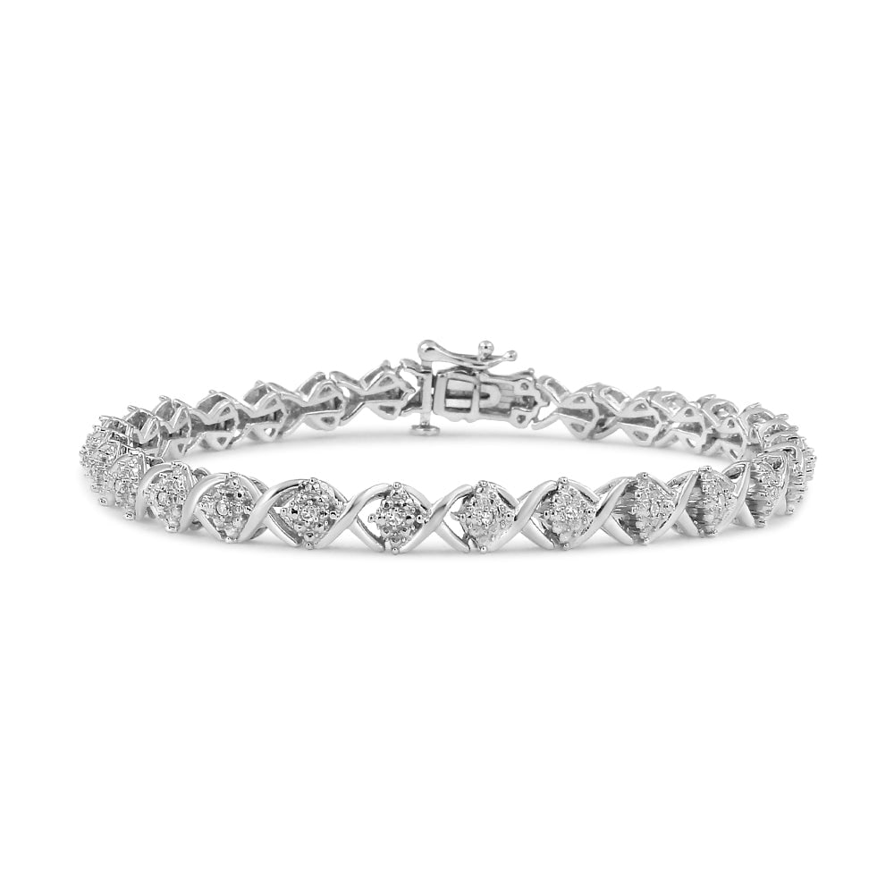 Elegant .25ct Diamond X-link Bracelet: Length: 7. 25". Adorned with 25 natural round-cut diamonds, totaling 0. 25 carats, this bracelet is a true testament to the beauty of simplicity. Each diamond is securely held in place with a prong se