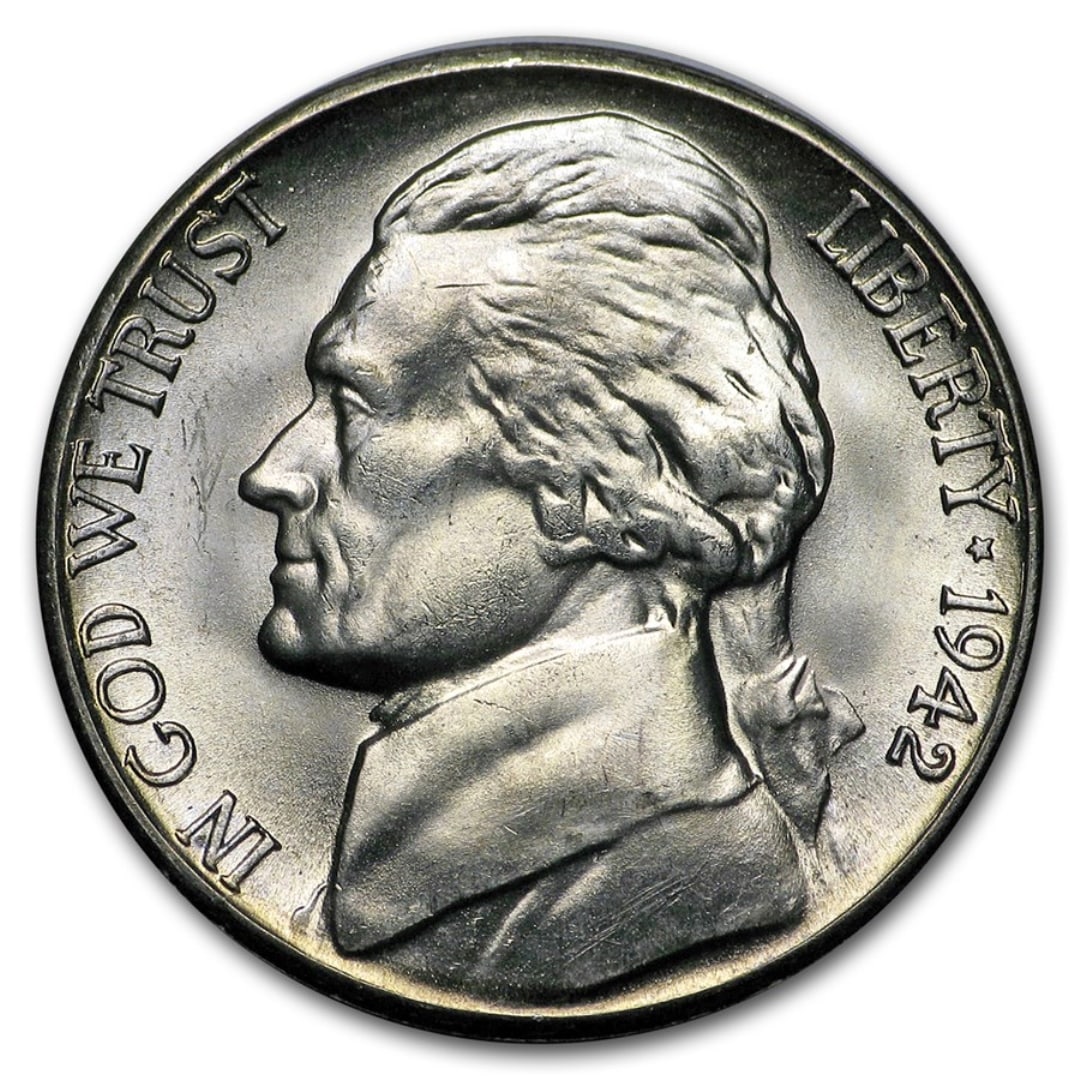 1942-s Silver Wartime Jefferson Nickel Bu (1 of 2)
