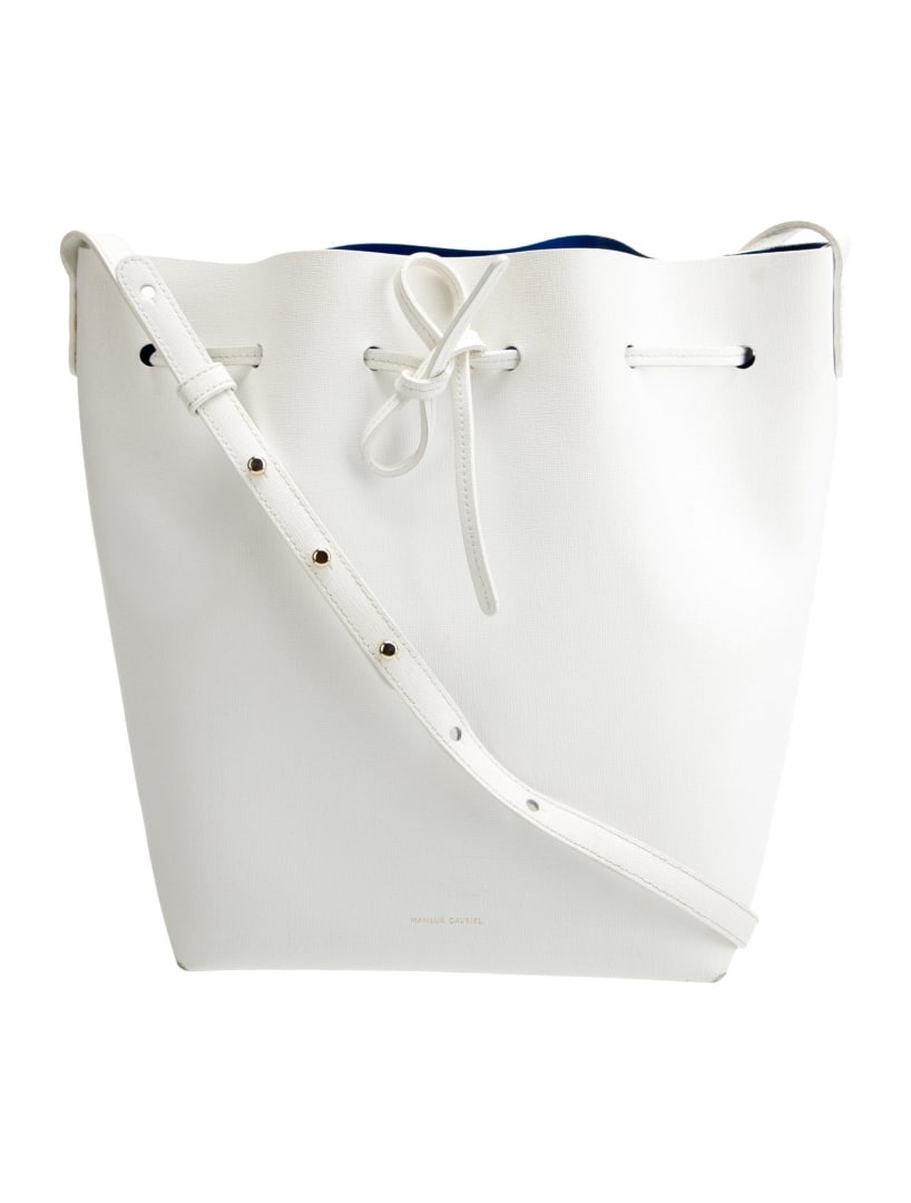 Mansur Gavriel White Saffiano Leather Bucket Bag (1 of 5)