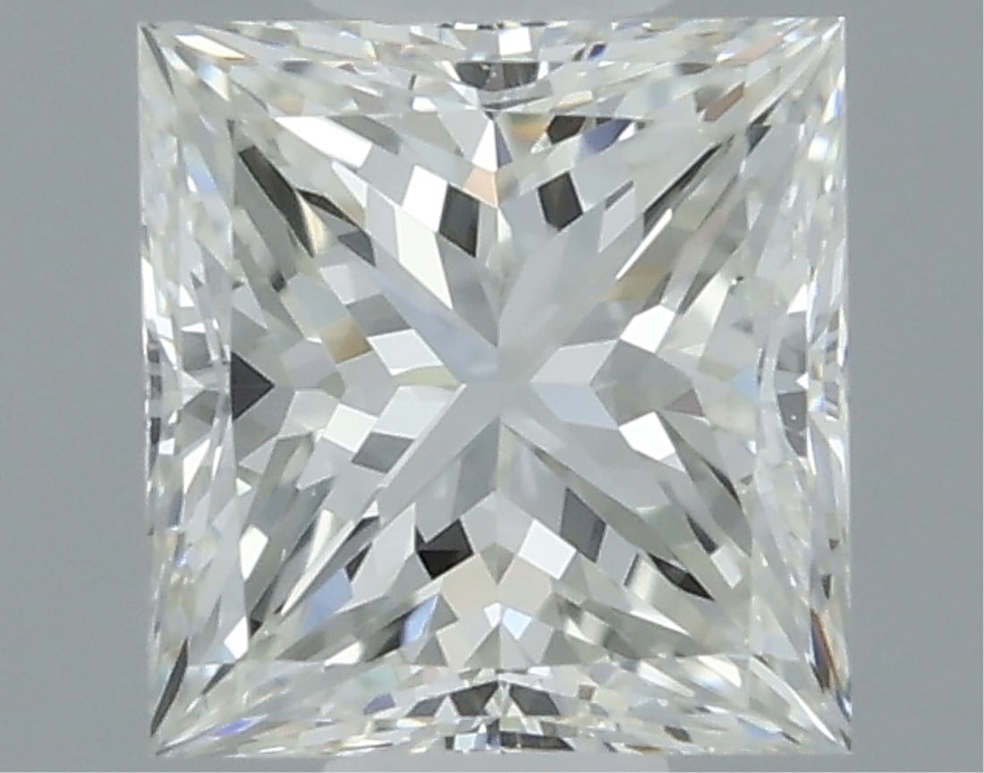 Gia Certified Princess Cut .50ct Vs1 Diamond: This gia-certified natural princess-cut diamond weighs 0. 50 carats and features an i color grade with vs1 clarity. It has an excellent polish and good symmetry with no fluorescence. This diamond meas