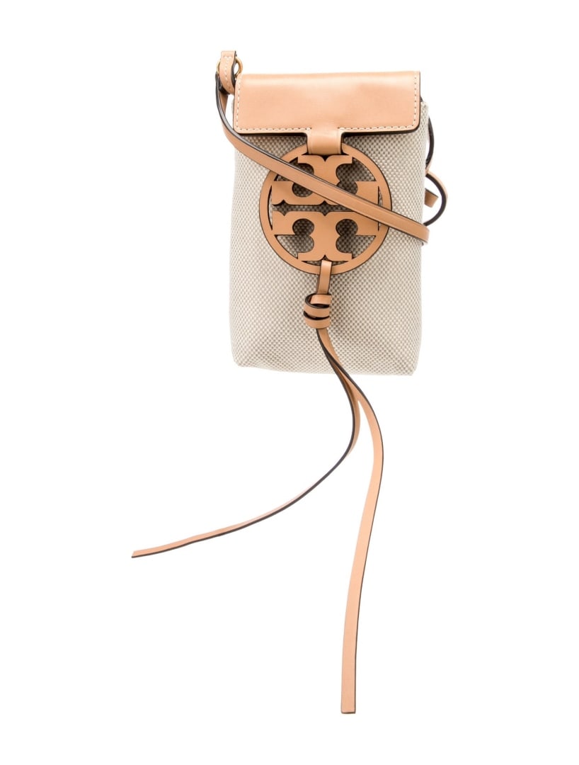Tory Burch Neut Canvas Flap & Snap Cls Bucket Bag (1 of 5)