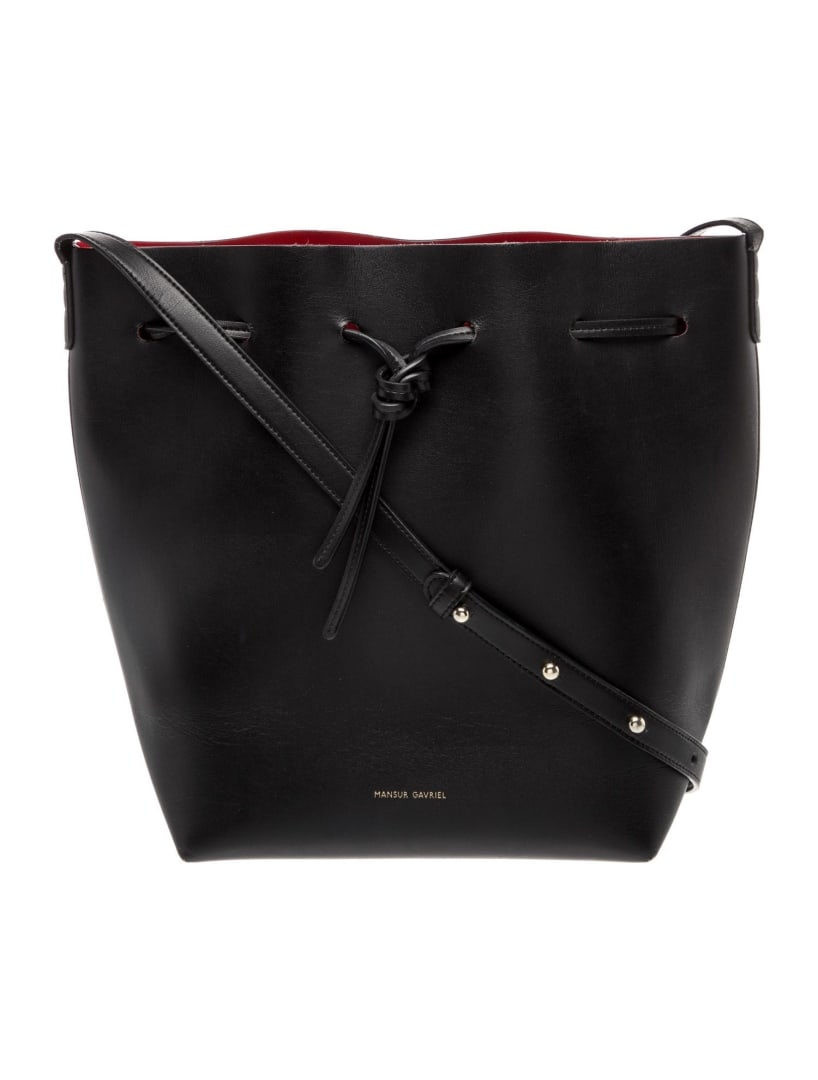 Mansur Gavriel Black Leather Drawstring Shldr Bag (1 of 5)