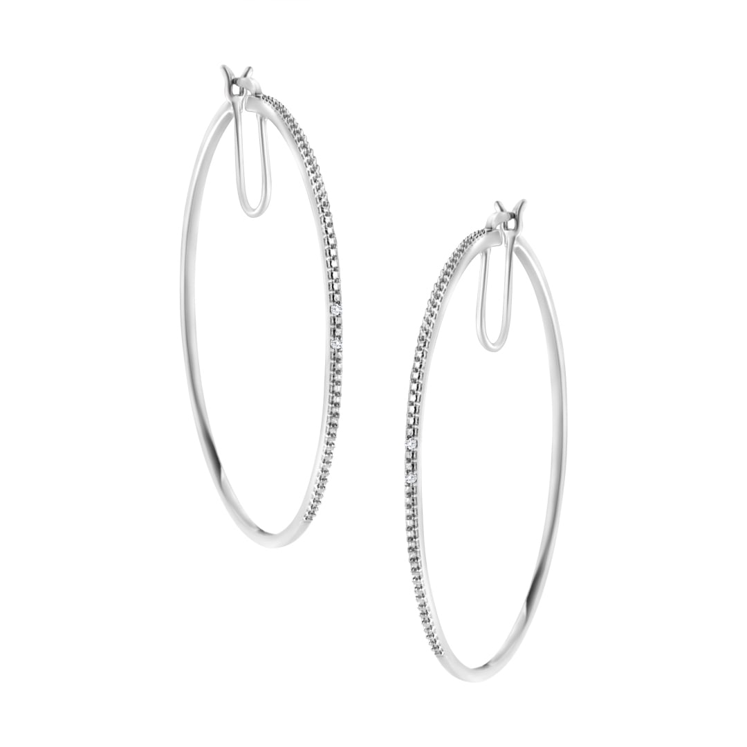 Round .02ct Diamond Accent Hoop Earrings (1 of 4)